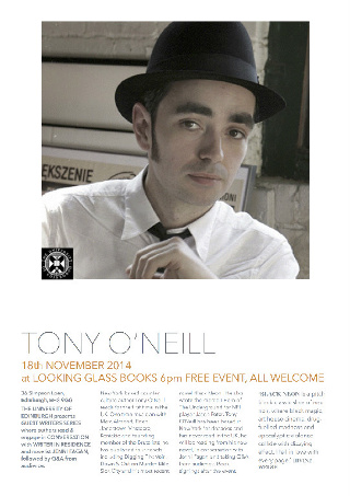 The flyer about Tony O'Neill's talk in Edinburgh - click to download the flyer as a PDF.'