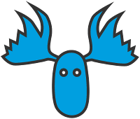 The Bluemoose Books logo (a drawing of the head of a blue moose)