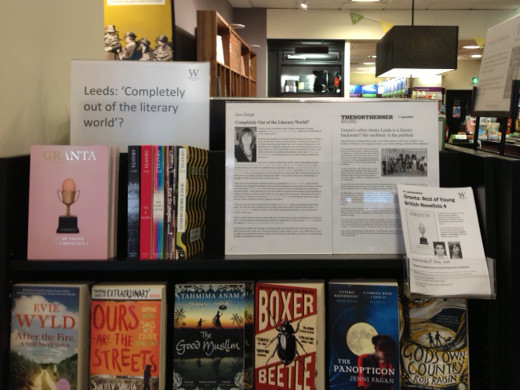 Waterstones in Leeds displaying a collection of books by local authors.